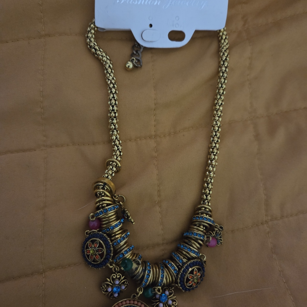Vibrant Gold and Multicolor Necklace